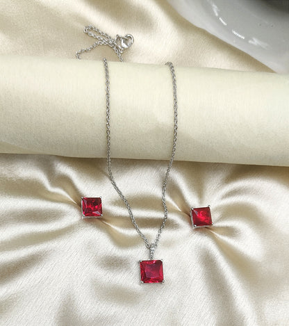 AD Stone Square Necklace