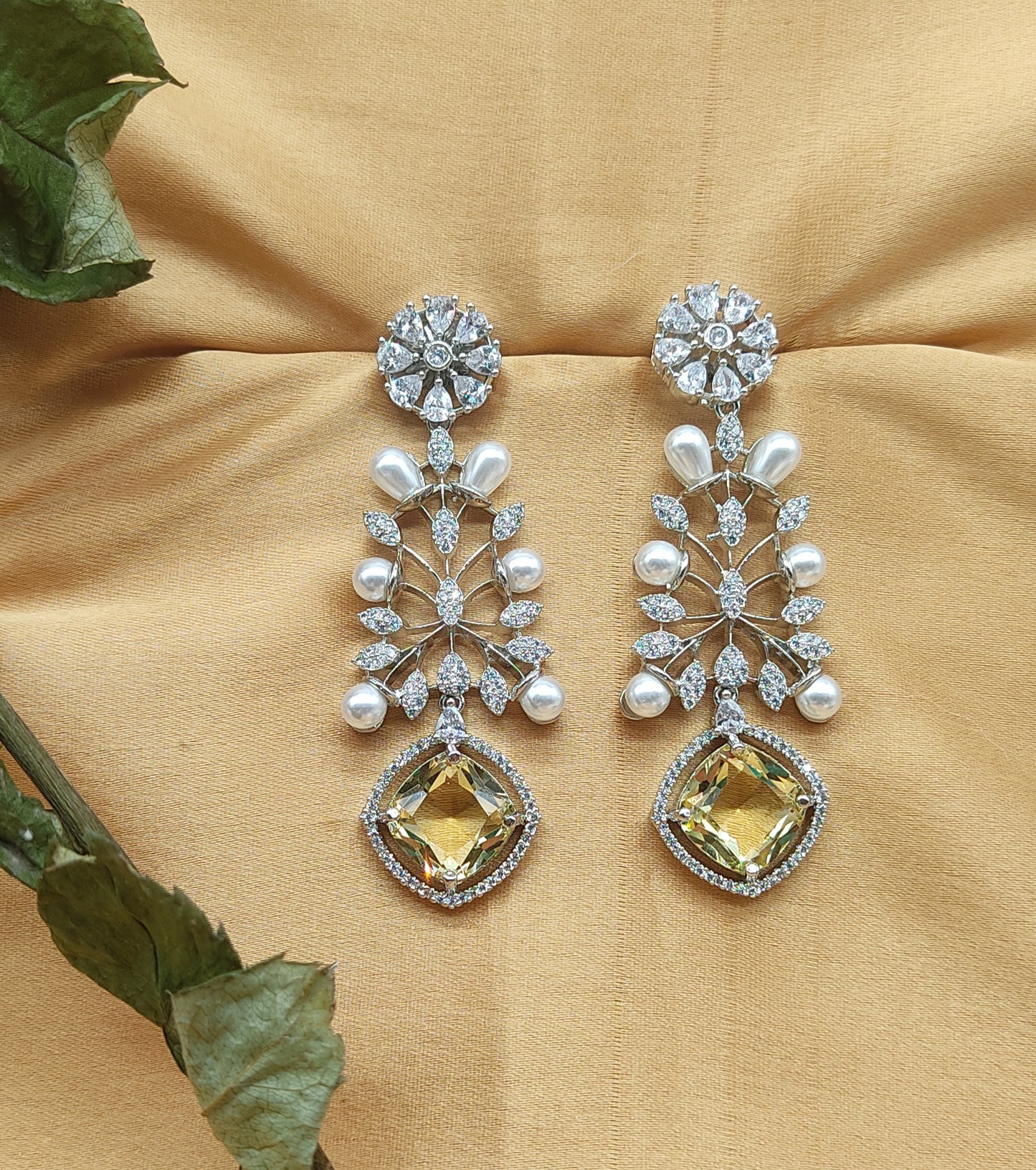 Radiant Pearl Haze Silver Finish Earrings