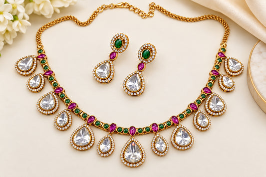 Meher Moissanite kundan set