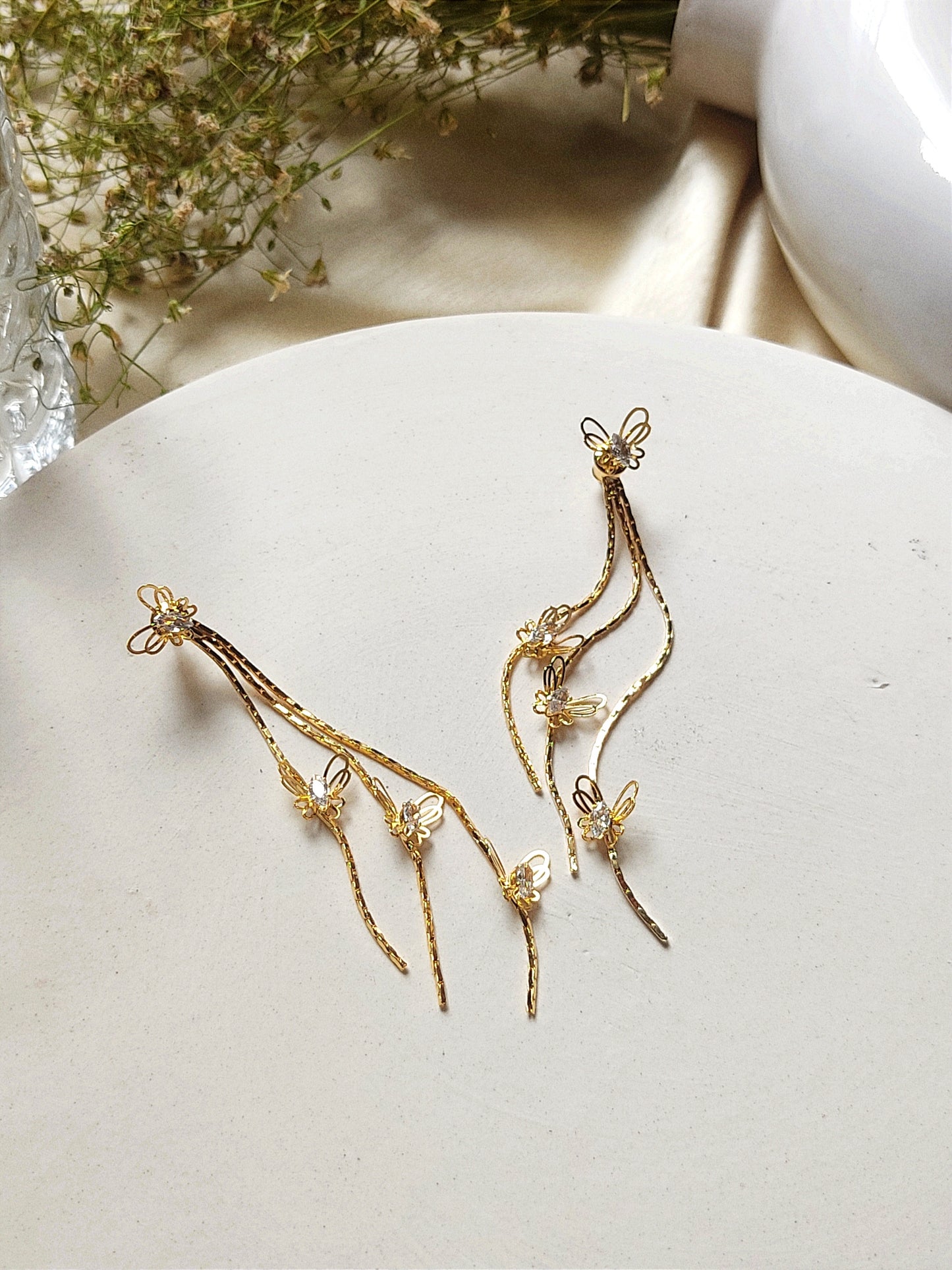 Gold Sling Butterfly Earrings