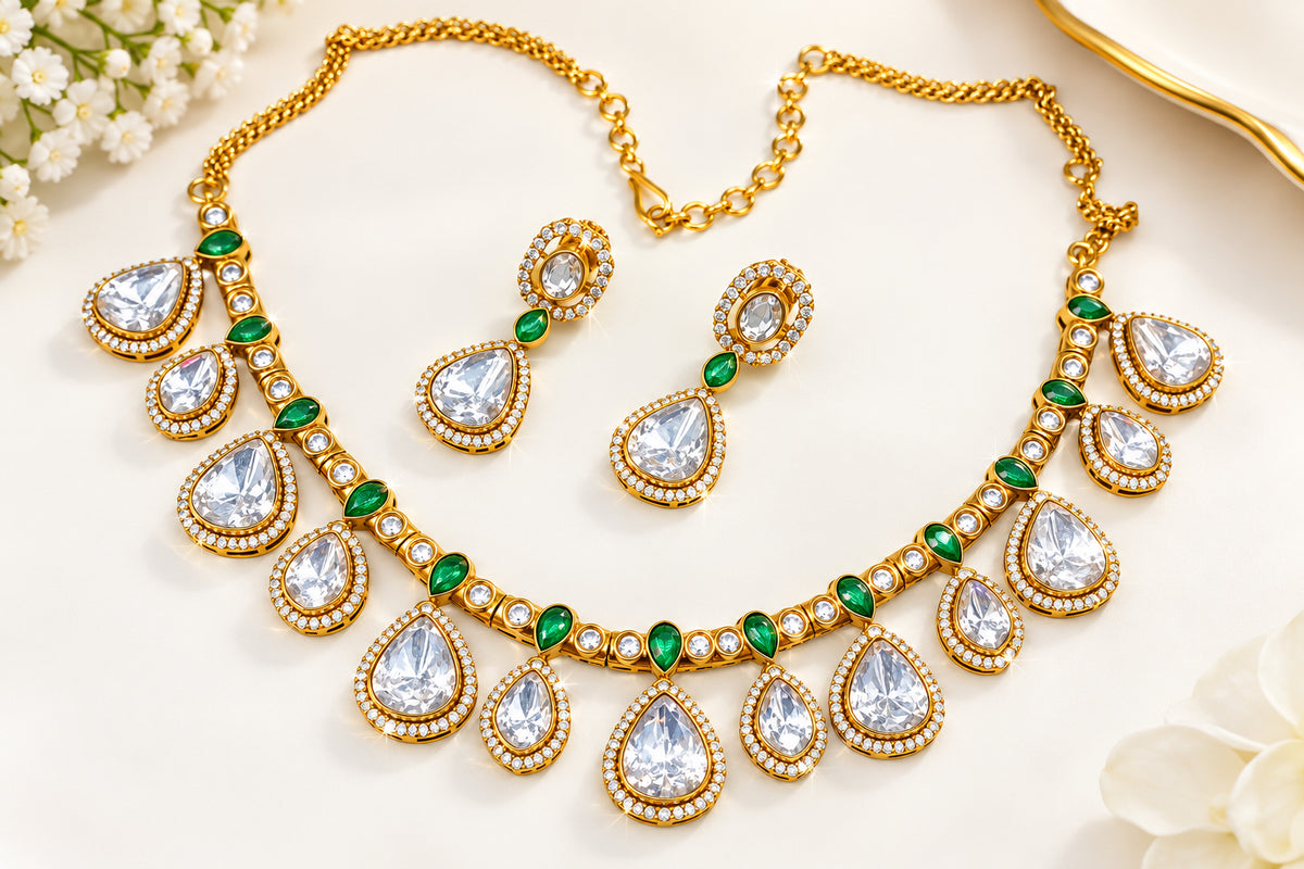 Meher Moissanite kundan set