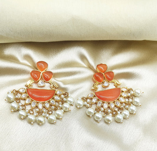 Orange Bloom & Lunar Cascade Earrings