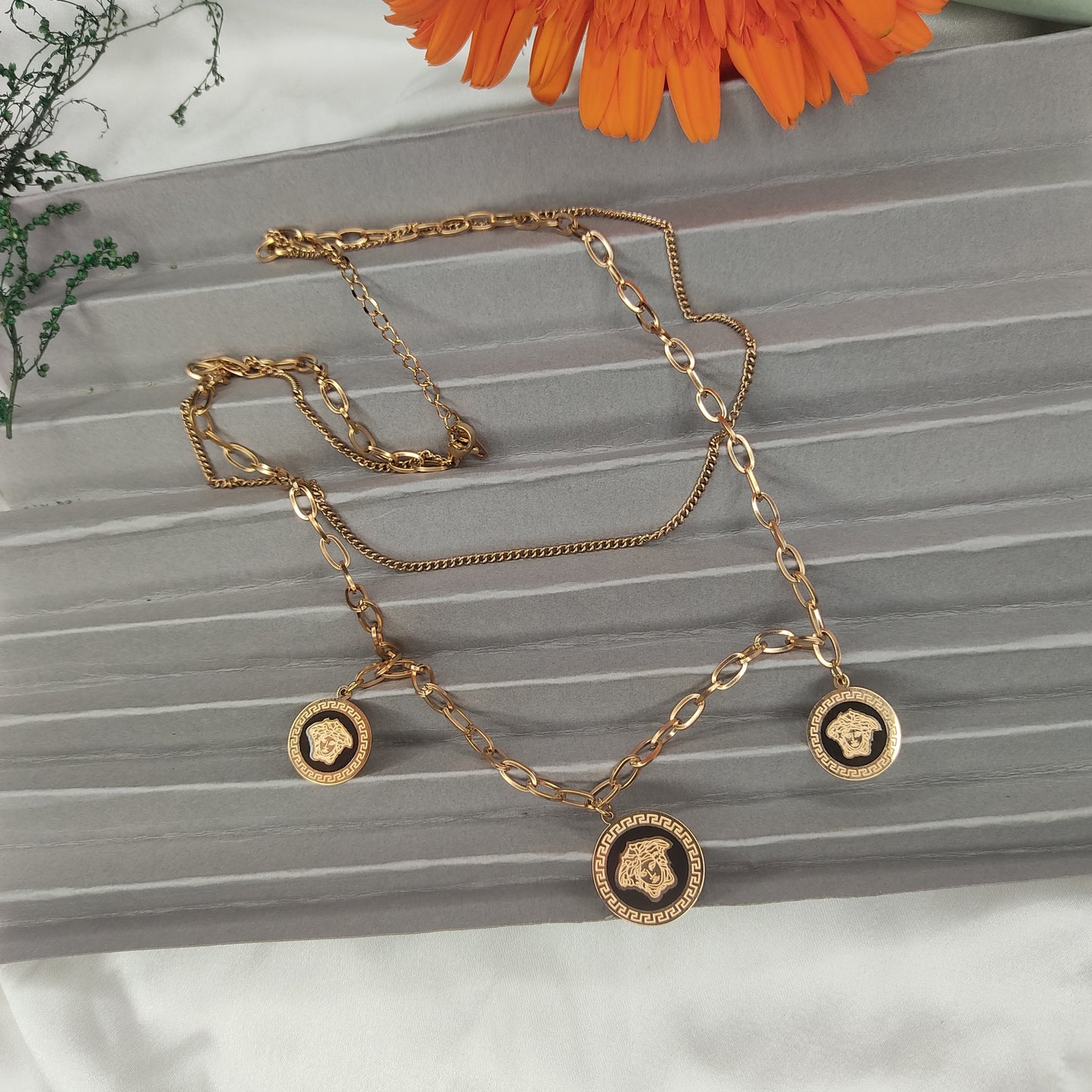 Double Chain Rose Gold Pendant