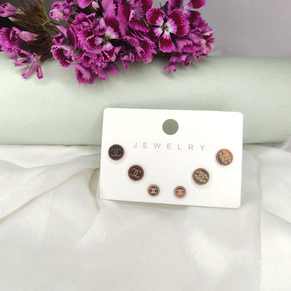 Set of 3 Rose Gold Earrings