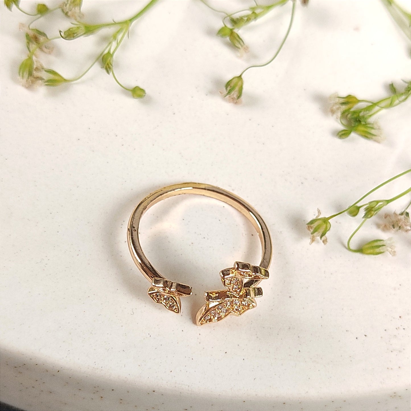 Multi Butterfly Gold Finish Ring