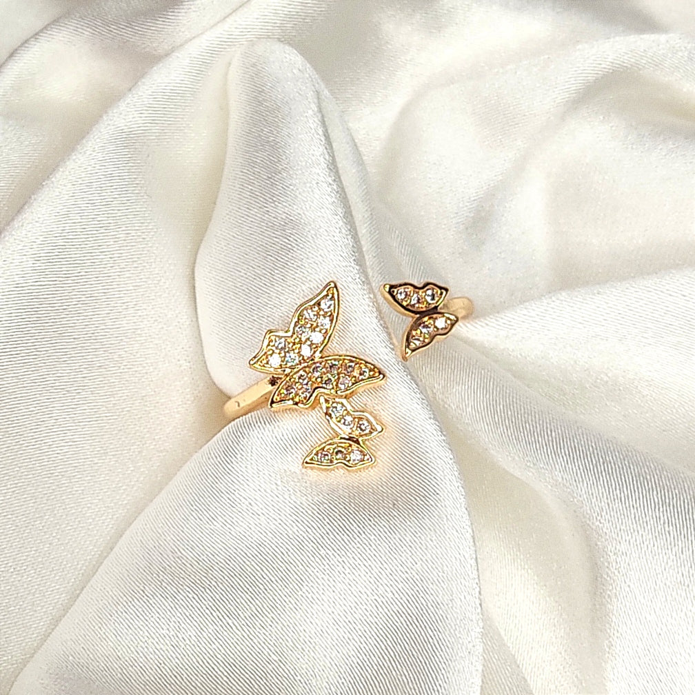 Multi Butterfly Gold Finish Ring