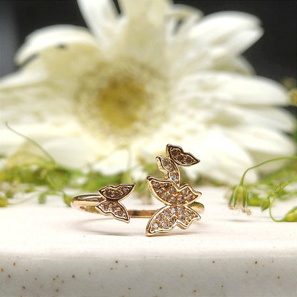 Multi Butterfly Gold Finish Ring