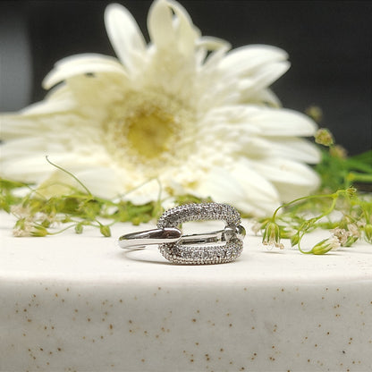 Duo Sparkle Silver Finish Ring