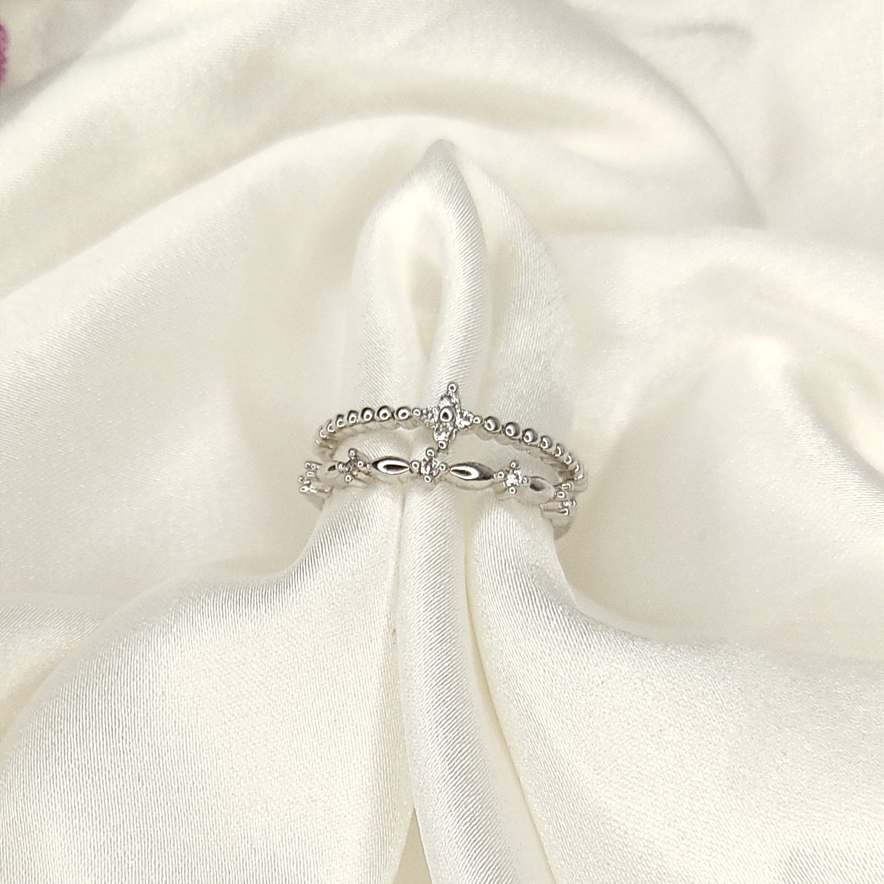 Princess Silver Finish Ring