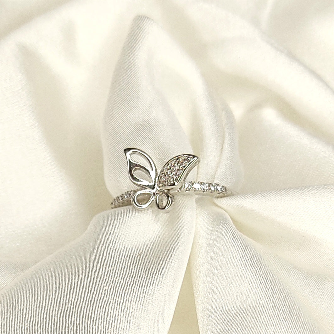 Butterfly Silver Finish Ring