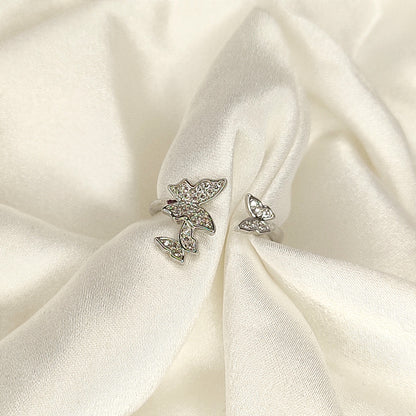 Multi Butterfly Silver Finish Ring