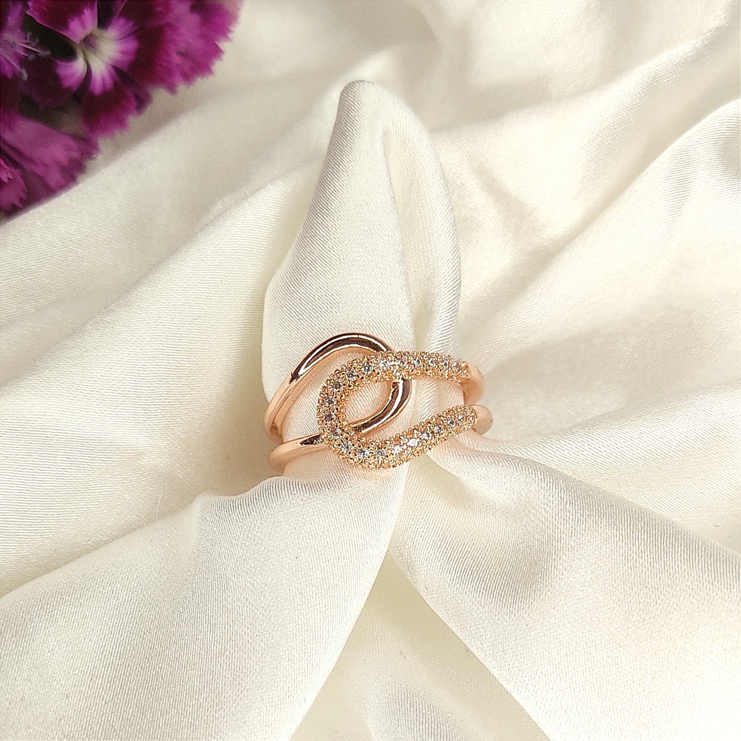 Interlocked Rose Gold Finish Ring